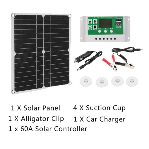 12W Solar Panel Kit 60A 12V Battery Charger with Controller Caravan Boat
