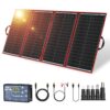 DOKIO 300W Portable Solar Panel Kit Foldable Solar Charger for 12V RV Car Marine Battery+18V DC Output for Portable Power Station,Smart LCD Controller with 2 USB for Cell Phone