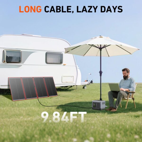 DOKIO 300W Portable Solar Panel Kit Foldable Solar Charger for 12V RV Car Marine Battery+18V DC Output for Portable Power Station,Smart LCD Controller with 2 USB for Cell Phone