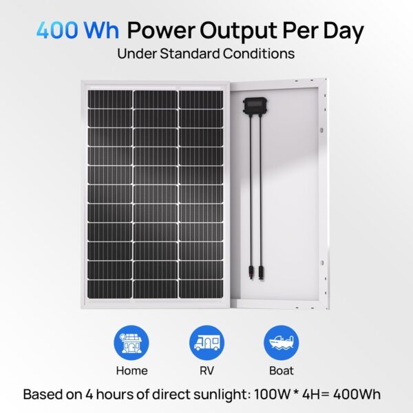 ECO-WORTHY - 400W Solar Panels 4 Pack 100W 12V Monocrystalline Module for Off-Grid Photovoltaic Power for Home Camping Boat Shed Caravan