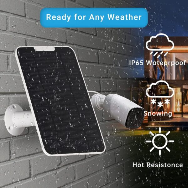 Solar Panel Charging Compatible with Arlo Pro 3/Pro 4/Pro 5S/Ultra/Ultra 2/Go 2, Continuous Power Supply IP65 Weatherproof with 9.8ft Charging Cable and Adjustable Wall Mount...
