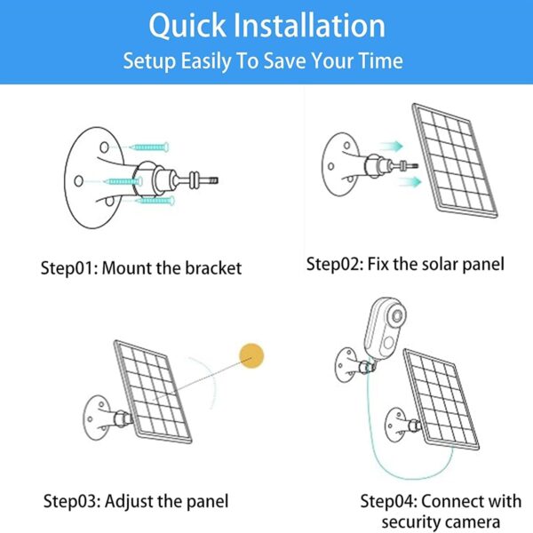 Solar Panel Charging Compatible with Arlo Pro 3/Pro 4/Pro 5S/Ultra/Ultra 2/Go 2, Continuous Power Supply IP65 Weatherproof with 9.8ft Charging Cable and Adjustable Wall Mount...