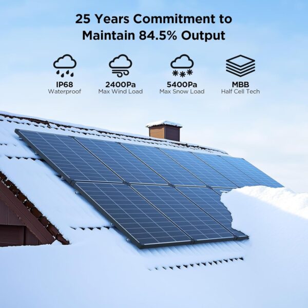 ZOUPW N-Type 16BB 100 Watt Solar Panel,Solar Panel 100W 12V,25% High Efficiency Monocrystalline PV Module IP68 Waterproof for RV Camp Marine Rooftop Power Station Off-Grid...